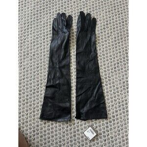 Vtg Nordstrom NWT Black Leather Elbow Opera Gloves Sz XL 20” Priced 148 European